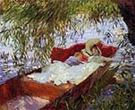 Two Women Asleep in Punt under Willows